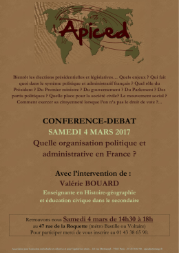 CONFERENCE-DEBAT SAMEDI 4 MARS 2017 Quelle