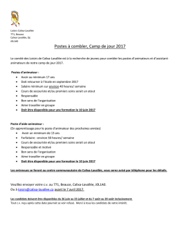 Animateur (trice) - Municipalit&eacute; de Calixa