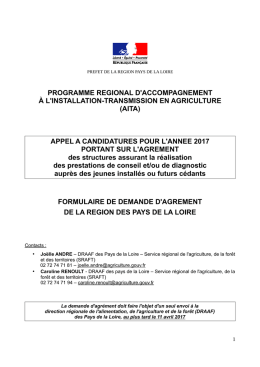 Formulaire de demande d`agrément  - DRAAF Pays-de-la