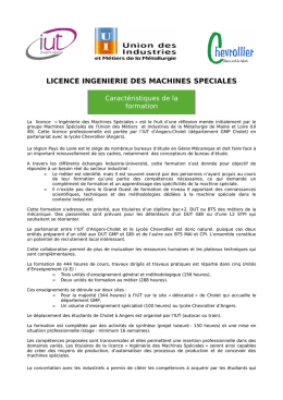 LICENCE INGENIERIE DES MACHINES SPECIALES