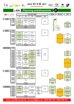 Planning entraînements 2016-17