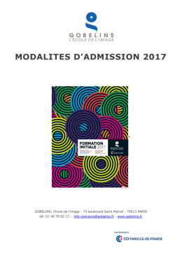 modalites d`admission 2017