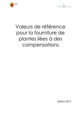 Valeurs de référence pour la fourniture de plantes liées à des