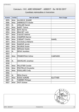 Concours : DE AIDE-SOIGNANT - ASB2017 - Du 18/02/2017