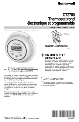 69-1085F -- CT2700 Thermostat rond &eacute;lectronique et