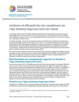 Incidence et efficacité des lois canadiennes sur l`âge minimum légal