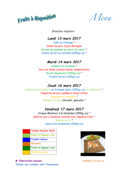 Menu du 13 mars 2017