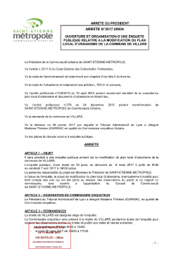 Arrêté d`ouverture et d`organisation de l`enquête publique