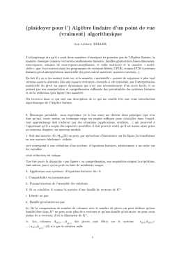 Pour une algèbre linéaire algorithmique