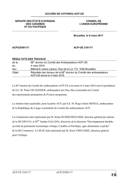 ACP-UE 2101/17 ACP/22/001/17 1 La 66e r&eacute;union du Comit&eacute; des