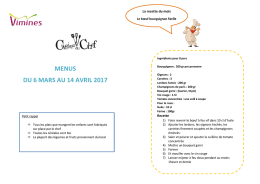 menus du 6 mars au 14 avril 2017