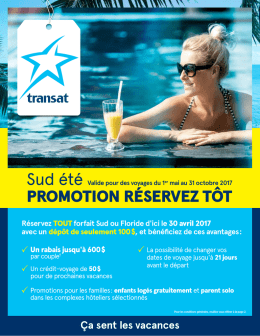 promotion réservez tôt