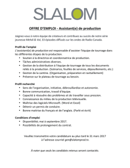 Offre d`emplois - Assistant(e) de production