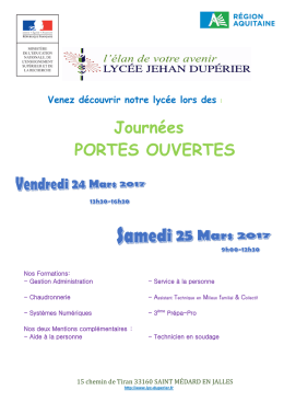 Affiche JPO 24 et 25 mars 2017 LP DUPERIER