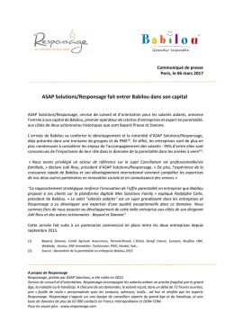 ASAP Solutions/Responsage fait entrer Babilou dans son capital
