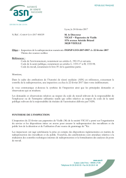 07/03/2017 Lettre de suite d`inspection Radioprotection en