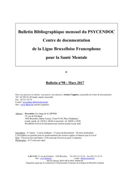 Bulletin n°98 - Ligue Bruxelloise Francophone pour la Santé Mentale