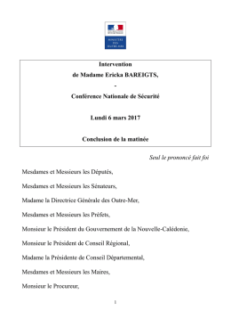 Intervention de cl&ocirc;ture de la conf&eacute;rence nationale de S&eacute;curit&eacute; par