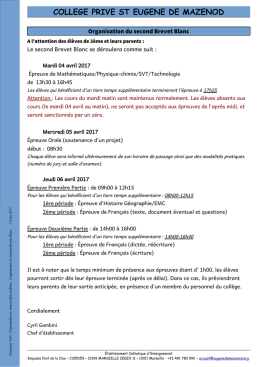 Circulaire 1640 - Organisation du second Brevet Blanc