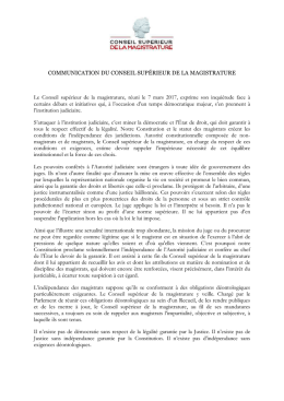 COMMUNICATION DU CONSEIL SUP&Eacute;RIEUR DE LA
