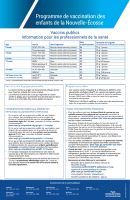 Vaccins publics – Information pour les professionnels de la santé