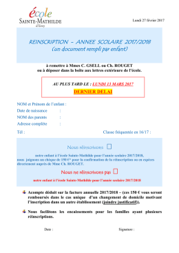 Document à retourner au plus tard le lundi 13 mars 2017