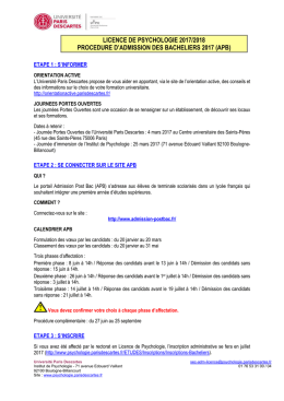 Procedure admission bacheliers 2017