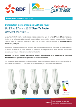 Du 13 au 17 mars 2017 Sem Ta Route intervient