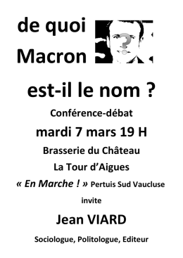 mardi 7 mars 19 H Jean VIARD