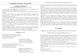 1 Dimanche de Car&ecirc;me - 05 mars 2017 Liturgie de la Parole