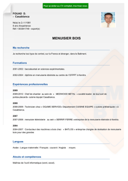 Recrutement CV MENUISIER BOIS - réf: 1303041749