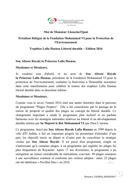 Allocution du Pr&eacute;sident d&eacute;l&eacute;gue - Fondation Mohammed VI pour la