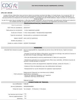 Voir l`offre détaillée - Communauté de communes du pays d`Evian