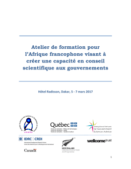 Programme de l`atelier