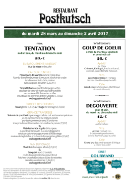 T&eacute;l&eacute;chargez le programme - Restaurant Postkutsch cuisine