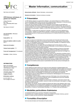 Master Information, communication - Le catalogue des formations de