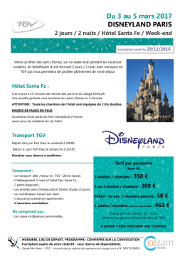 Du 3 au 5 mars 2017 DISNEYLAND PARIS
