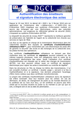 Authentification des émetteurs et signature