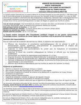 www.csviamonde.ca ASSOCIÉ EN PSYCHOLOGIE POSTE