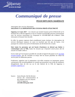 POUR DIFFUSION IMMÉDIATE