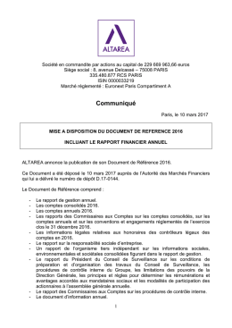 Communiqu&eacute; - Altarea Cogedim