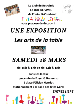 UNE EXPOSITION Les arts de la table SAMEDI 18 MARS