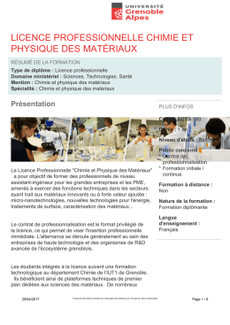 licence professionnelle chimie et physique des mat&eacute;riaux