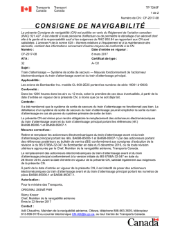 Consigne de navigabilit&eacute; CF-2017-08 Train d`atterrissage
