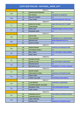 LISTE DES POULES - NATIONAL_AGDE_2017