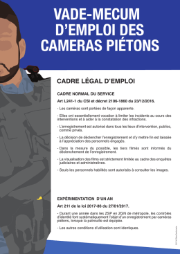 vade-mecum d`emploi des cameras piétons