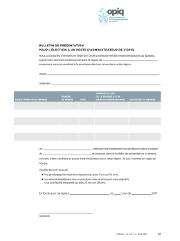 Bulletin de présentation - Ordre professionnel des