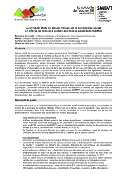 Le Syndicat Mixte du Bassin Versant de la Têt (Dpt.66) recrute un