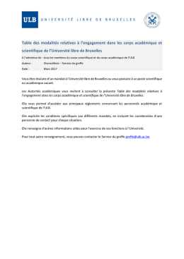 Table des modalit&eacute;s relatives &agrave; l`engagement dans les corps