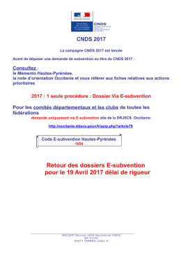 Retour des dossiers E-subvention pour le 19 Avril 2017 délai de